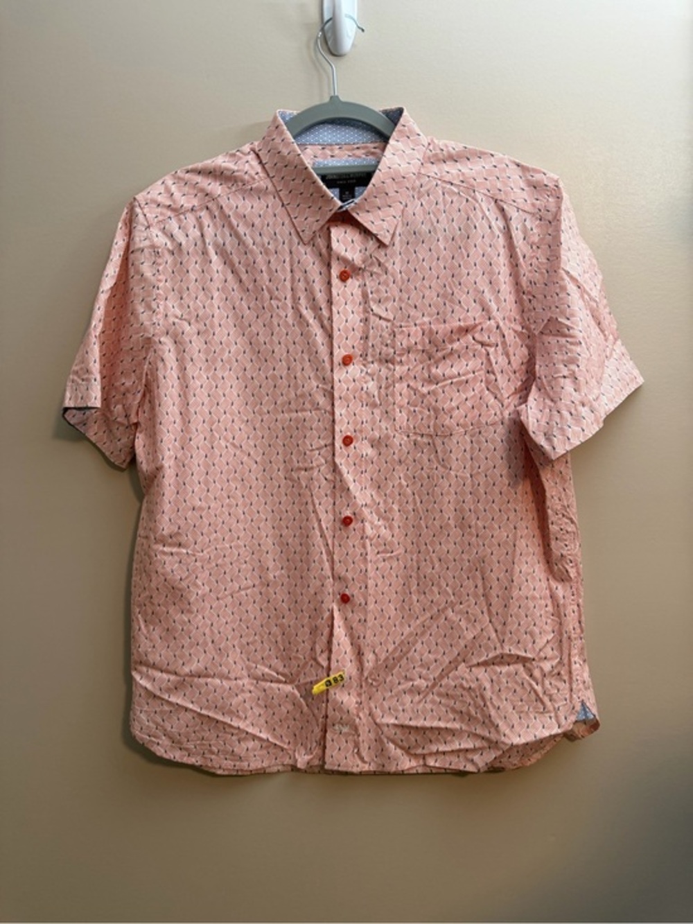Johnston & Murphy Short-Sleeve Button-Down Shirt in red  with Subtle Pattern